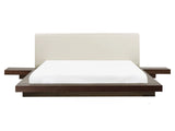 Japan Bed Frame Dark Ash Wood EU King Size 5ft3 Wood Veneer MDF Faux Leather Headboard Low Profile Bedroom Beliani