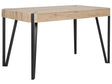 Dining Table Light Wood Top Black Metal Legs 130 x 80 cm 6 Seater Rectangular Industrial Beliani