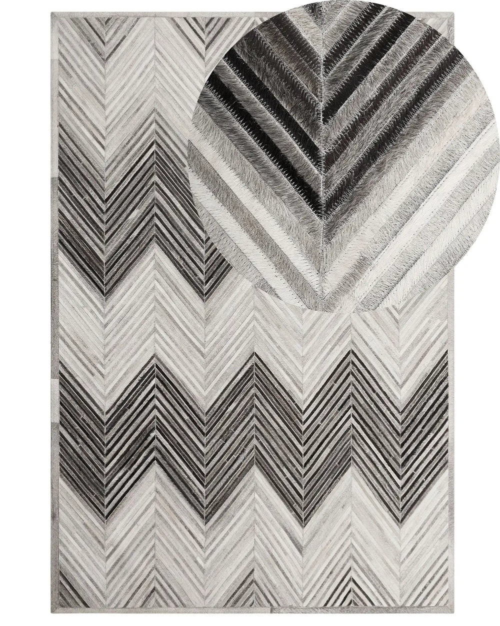 Area Rug Grey 160 x 230 cm Cowhide Leather Patchwork Beliani