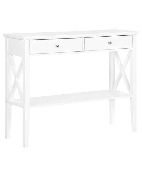 Console Table White 2 Drawers Hallway Furniture 100 x 35 cm Retro Design Beliani