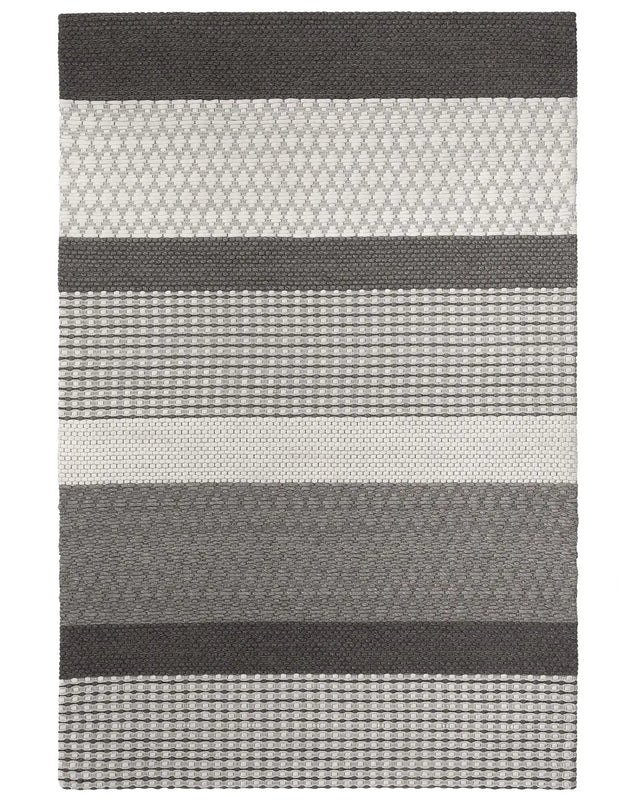 Area Rug Grey 140 x 200 cm Wool Living Room Home Office Patches Beliani