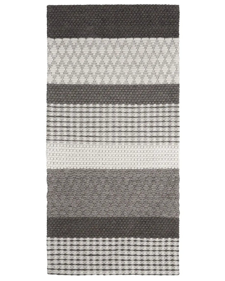 Area Rug Grey 80 x 150 cm Wool Living Room Home Office Patches Beliani