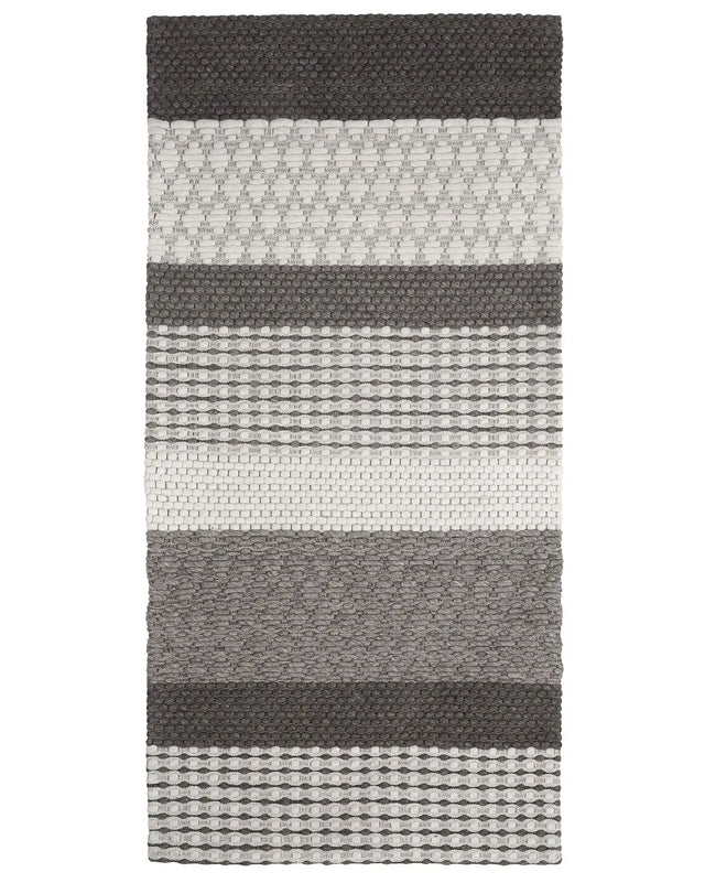 Area Rug Grey 80 x 150 cm Wool Living Room Home Office Patches Beliani