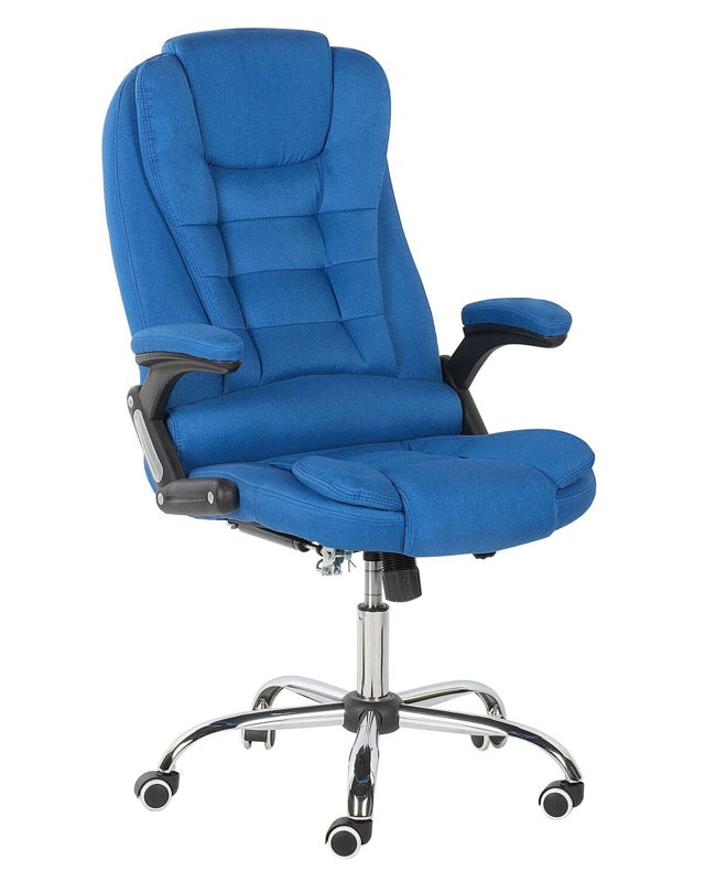 Office Chair Blue Fabric Swivel Adjustable Height Castors Modern Beliani