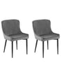 Set of 2 Dining Chairs Grey Velvet Upholstered Quilted Beliani