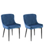 Set of 2 Dining Chairs Blue Velvet Upholstered Quilted Beliani