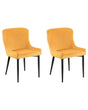 Set of 2 Dining Chairs Yellow Velvet Upholstered Quilted Beliani