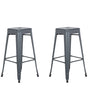 Set of 2 Bar Stools Grey Steel 76 cm Stackable Counter Height Industrial Beliani