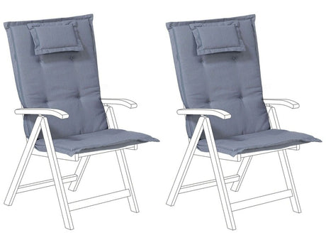 Set of 2 Garden Chair Cushion Blue Polyester Seat Backrest Pad Modern Design Outdoor Pad Beliani