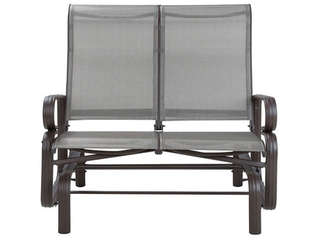 Garden Rocking Bench Brown Aluminium Frame Outdoor 2 Seater Beliani