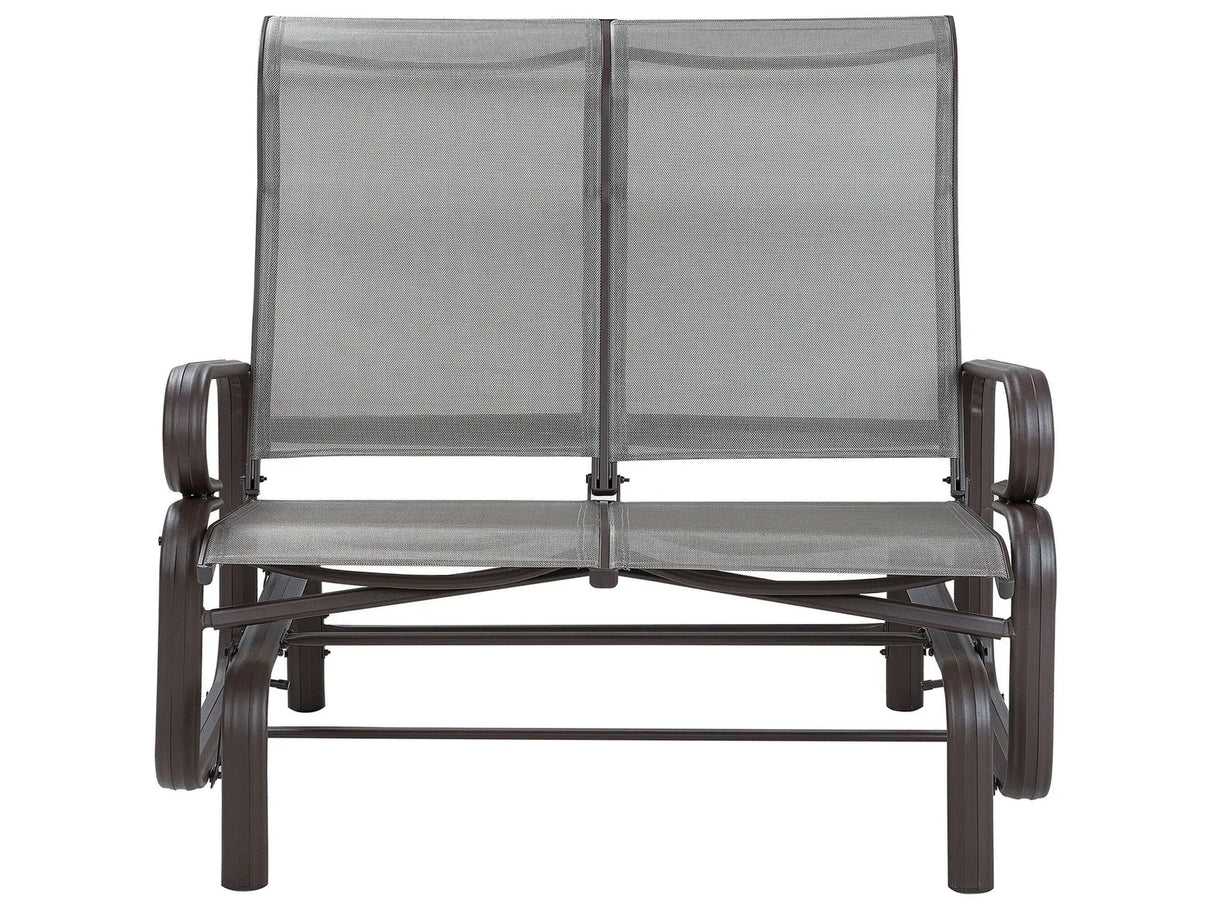 Garden Rocking Bench Brown Aluminium Frame Outdoor 2 Seater Beliani