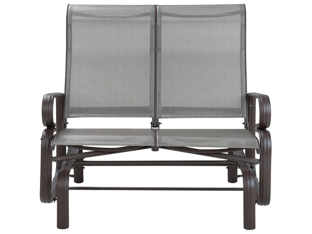 Garden Rocking Bench Brown Aluminium Frame Outdoor 2 Seater Beliani