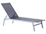 Sun Lounger Black and Silver Steel Frame Adjustable Backrest UV Resistant Beliani