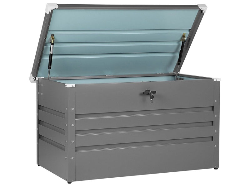 Outdoor Storage Box Grey Galvanized Steel 300 L Industrial Garden Beliani