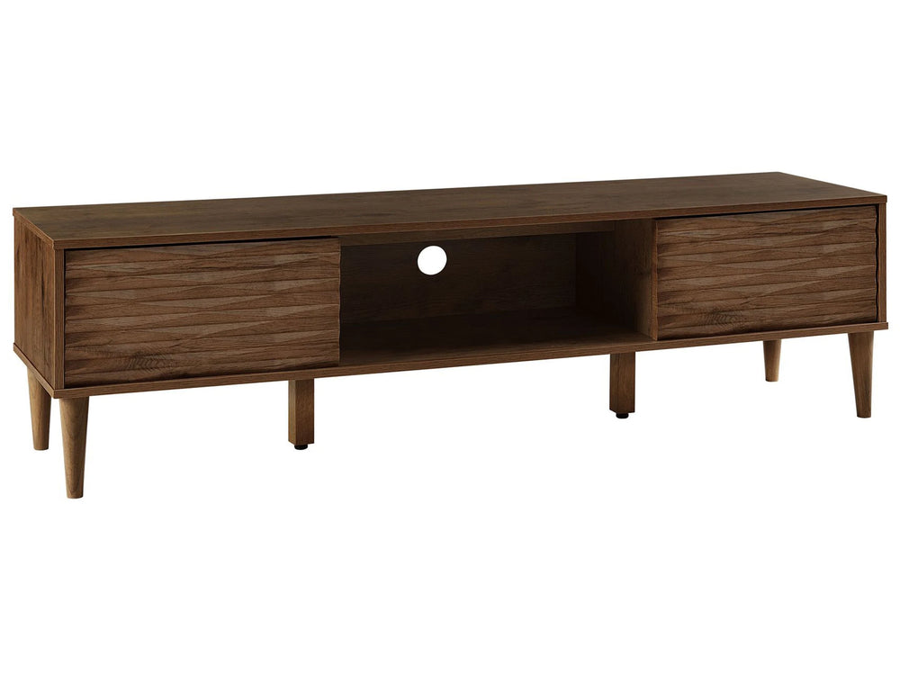 TV Stand Dark Wood for up to 75 TV Media Unit with 2 Cabinets Shelf Beliani