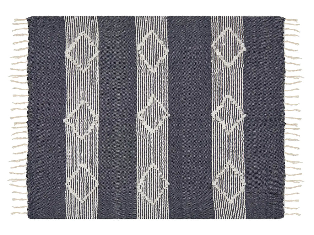 Blanket Blue 130 x 155 cm Bed Throw Boho Beliani