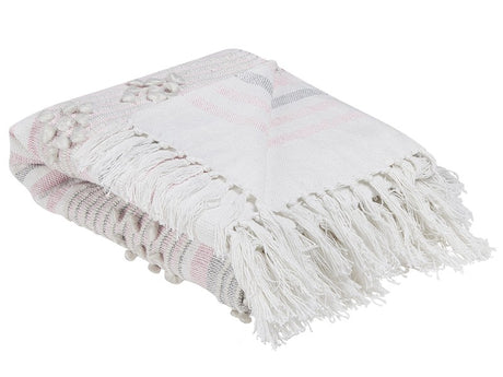 Blanket Pink 120 x 150 cm Bed Throw Boho Beliani