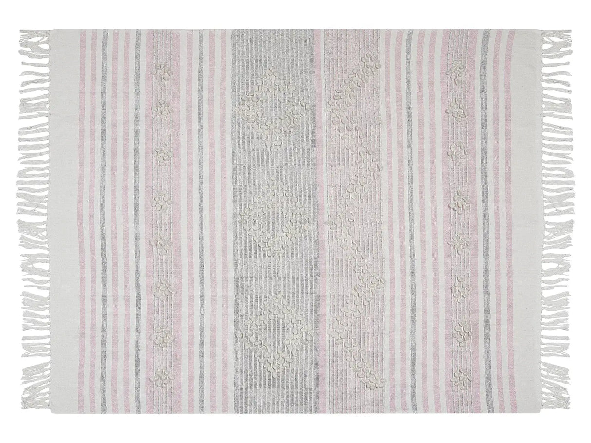 Blanket Pink 120 x 150 cm Bed Throw Boho Beliani