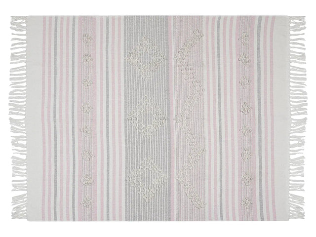 Blanket Pink 120 x 150 cm Bed Throw Boho Beliani