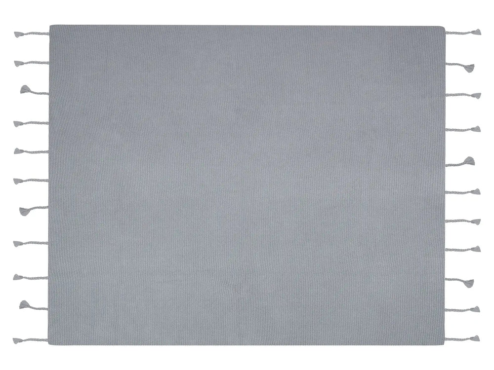 Blanket Grey Cotton 125 x 150 cm Bed Throw Boho Beliani