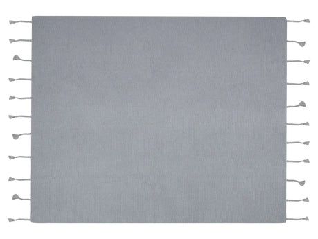 Blanket Grey Cotton 125 x 150 cm Bed Throw Boho Beliani