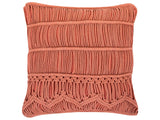 Decorative Cushion Orange Cotton Macram 45 x 45 cm Rope Boho Retro Decor Accessories Beliani
