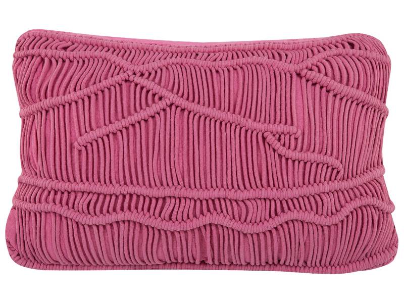 Decorative Cushion Pink Cotton Macramé 30 x 50 cm Rope Boho Retro Decor Accessories Beliani