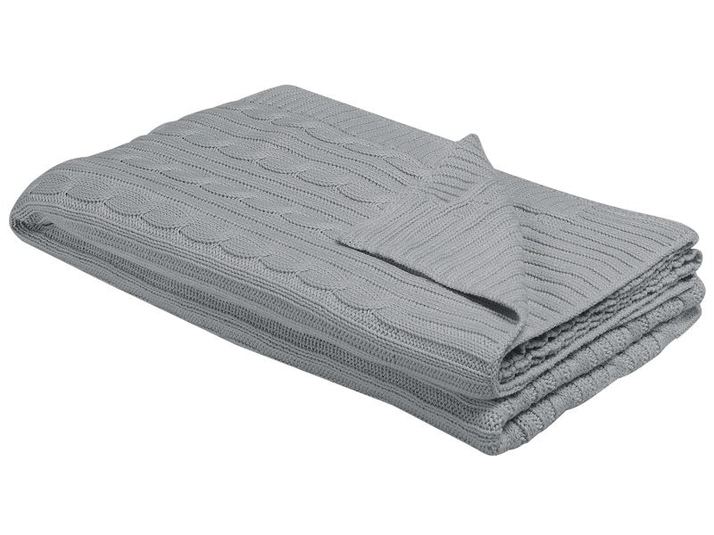 Blanket Grey Cotton 110 x 180 cm Bed Throw Boho Beliani