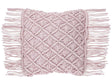 Decorative Cushion Pink Cotton Macramé 40 x 40 cm with Tassels Rope Boho Retro Decor Accessories Beliani