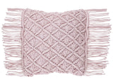 Decorative Cushion Pink Cotton Macram 40 x 40 cm with Tassels Rope Boho Retro Decor Accessories Beliani