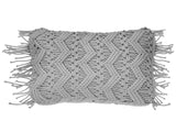 Decorative Cushion Grey Cotton Macram 30 x 45 cm with Tassels Rope Boho Retro Decor Accessories Beliani