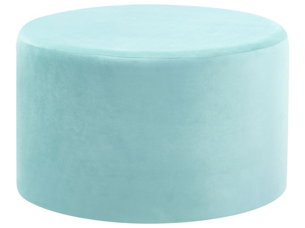 Round Velvet Mint Green Ottoman Pouffe Footstool Glam Beliani