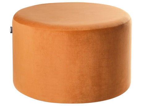 Round Velvet Orange Ottoman Pouffe Footstool Glam Beliani