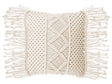 Decorative Cushion Beige Cotton Macramé 40 x 45 cm with Tassels Rope Boho Retro Decor Accessories Beliani