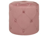 Round Tufted Pink Ottoman Pouffe Quilted Footstool Chesterfield Beliani
