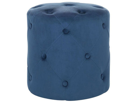 Round Tufted Navy Blue Ottoman Pouffe Quilted Footstool Chesterfield Beliani