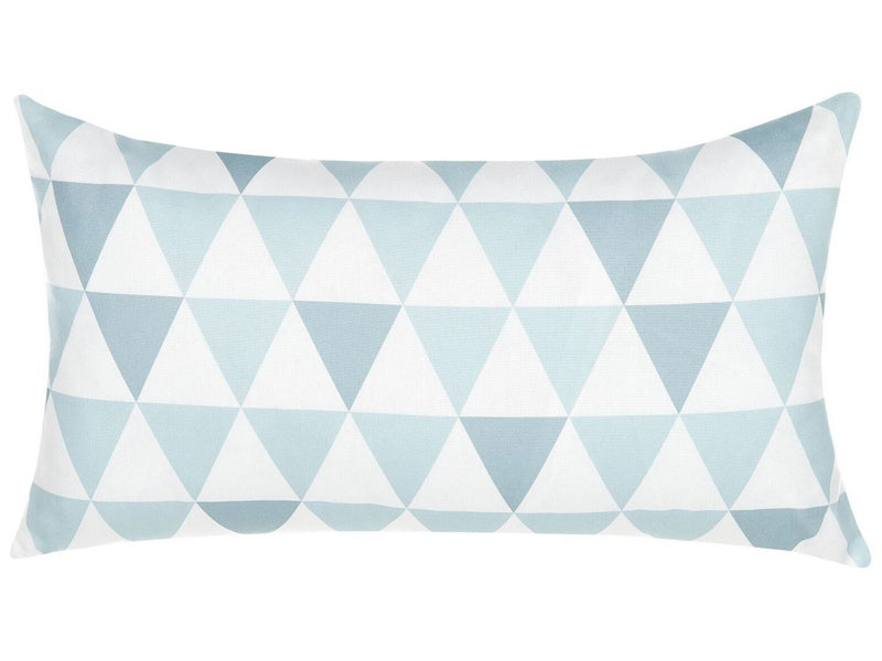 Outdoor Cushion Blue and White 40 x 70 cm Geometric Triangle Pattern Garden Pillow Indoor Outdoor Beliani