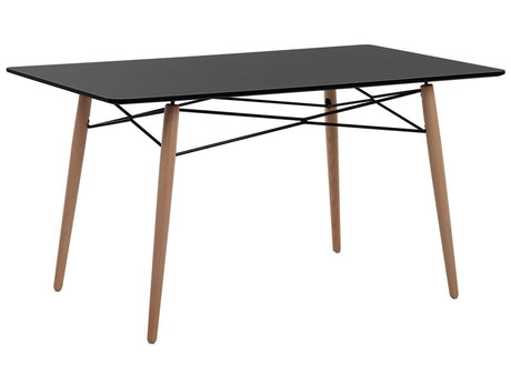 Dining Table Light Wood Black Top 140 x 80 cm Modern Scandinavian Beliani