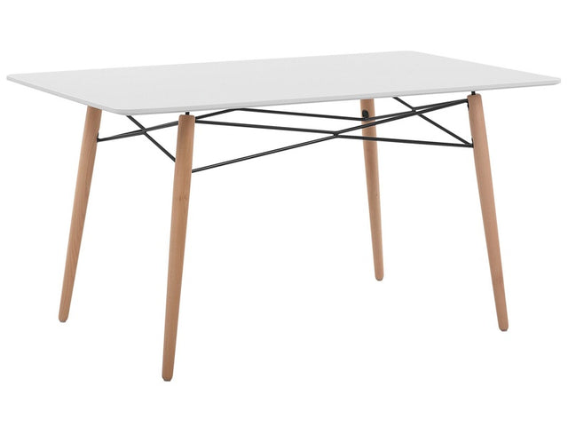 Dining Table Light Wood White Top 140 x 80 cm Modern Scandinavian Beliani