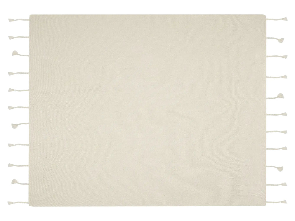 Blanket Beige Cotton 125 x 150 cm Bed Throw Boho Beliani