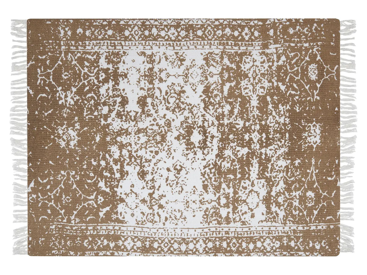 Blanket Beige Brown Cotton 130 x 165 cm Bed Throw Boho Beliani