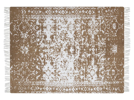 Blanket Beige Brown Cotton 130 x 165 cm Bed Throw Boho Beliani