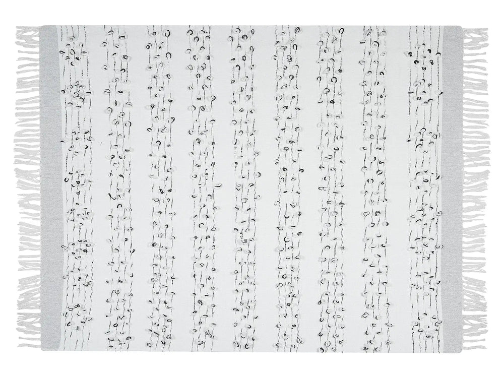 Blanket Light Grey 130 x 150 cm Bed Throw Boho Beliani