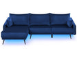 Corner Sofa Navy Blue Velvet with LED Lights Right Hand L-Shaped 3 Seater with Chaise Longue Metal Legs Modern Living Room Beliani