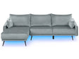 Corner Sofa Grey Velvet with LED Lights Right Hand L-Shaped 3 Seater with Chaise Longue Metal Legs Modern Living Room Beliani