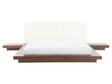 Japan Waterbed Brown Ash Wood EU King Size 5ft3 Wooden MDF Faux Leather Headboard Low Profile Bed Bedroom Beliani