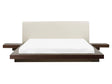 Japan Waterbed Dark Ash Wood EU King Size 5ft3 Wooden MDF Faux Leather Headboard Low Profile Bed Bedroom Beliani