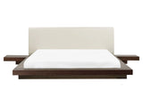 Japan Waterbed Dark Ash Wood EU King Size 5ft3 Wooden MDF Faux Leather Headboard Low Profile Bed Bedroom Beliani