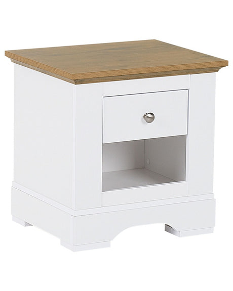 Bedside Table Nightstand White 1 Drawer Minimalist Beliani