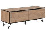 TV Stand Light Wood Particle Board Metal Legs for up to 55 TV Modern Media Unit with 2 Cabinets Cable Management Beliani